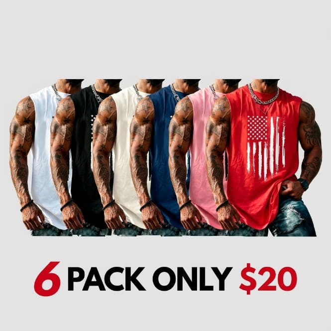 Men's American Flag Graphic Print Crew Neck Fitted Tank Top Vest