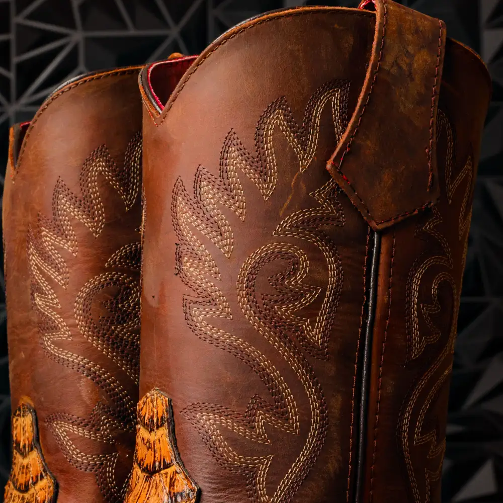 Honey Two-Tone Caiman Belly Leather Boots With 3D Lightweight Sole - Composite Toe