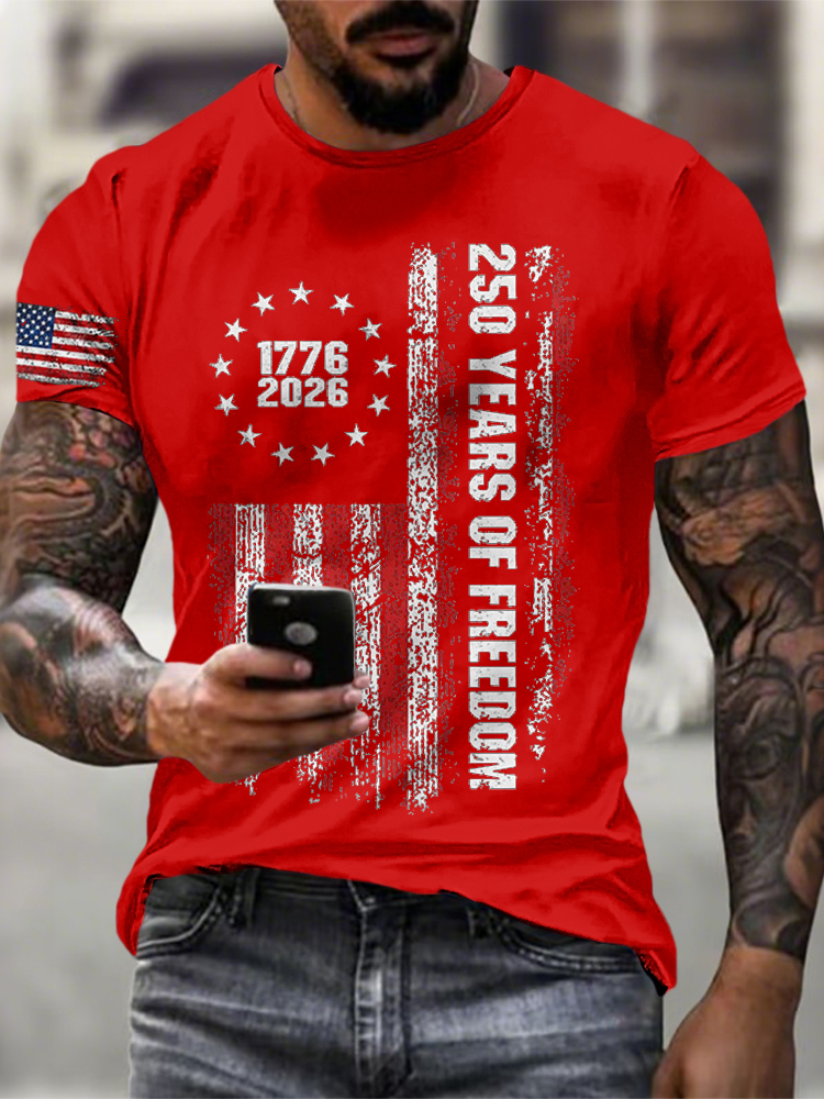 Men'S American Flag Commemorative 250Th Anniversary Classic Pattern Short Sleeve T-Shirt