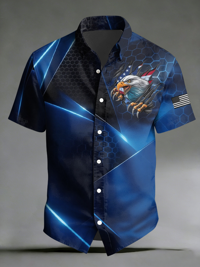 Men's  250 Years Day Printed Casual Collar Shirt