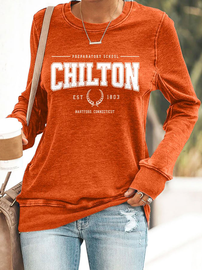 🔥HOT SALE🔥Retro Preparatory School Chilton Est 1803 Hartford, Connecticut Print Sweatshirt