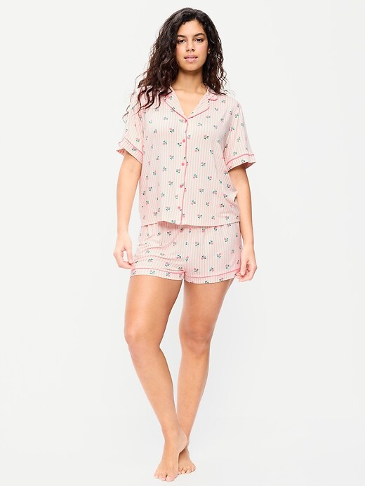 Sunday Sleep Knit Jersey Short Set Pink Floral