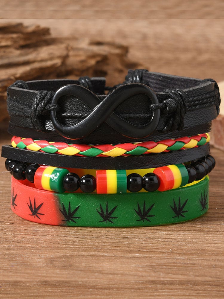 ✊🏾Black-Owned✊🏾Red Yellow Green Braided Leather Bracelet