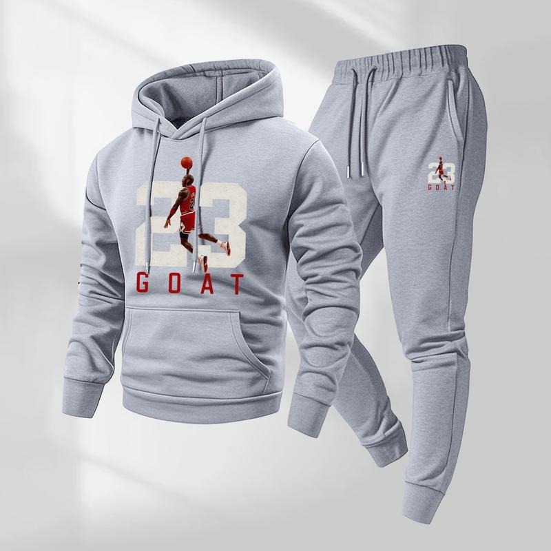 Men's Goat 23 Pattern Print Hoodie and Drawstring Sweatpants Set