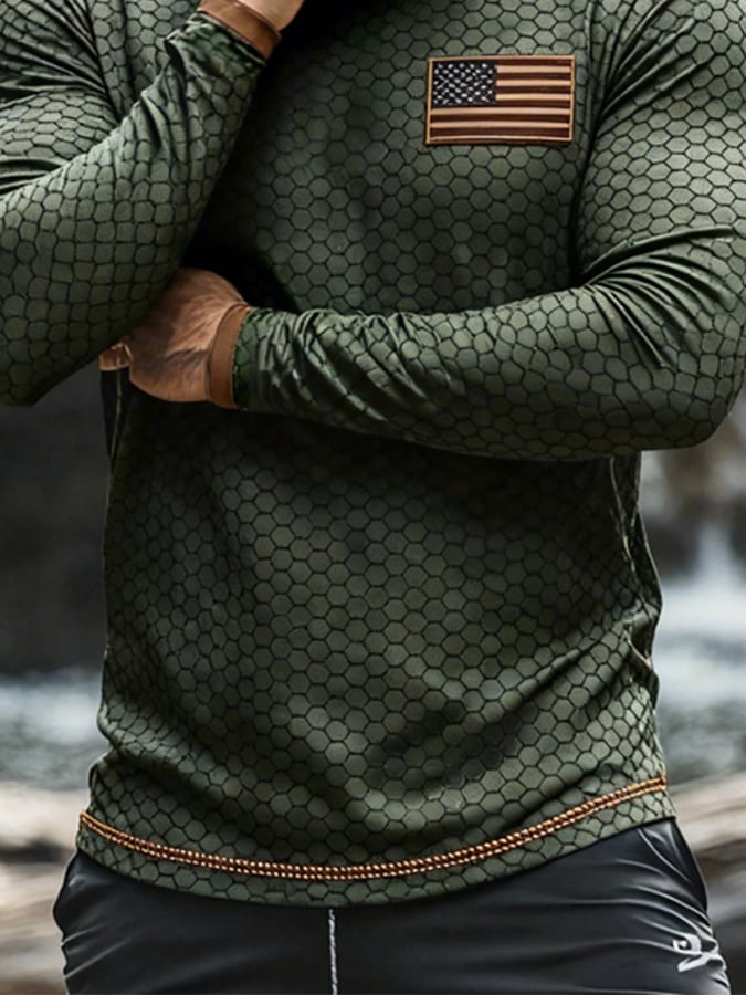 Men'S Outdoor Sun Protection Top: Breathable, Cooling, Long-Sleeve Hoodie With Built-In Face Mask And Contrast Print