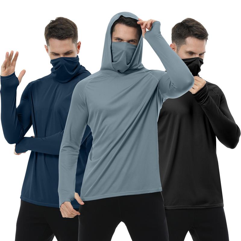Men’s UPF 50+ Sun Protection HoodedShirt with Face Mask