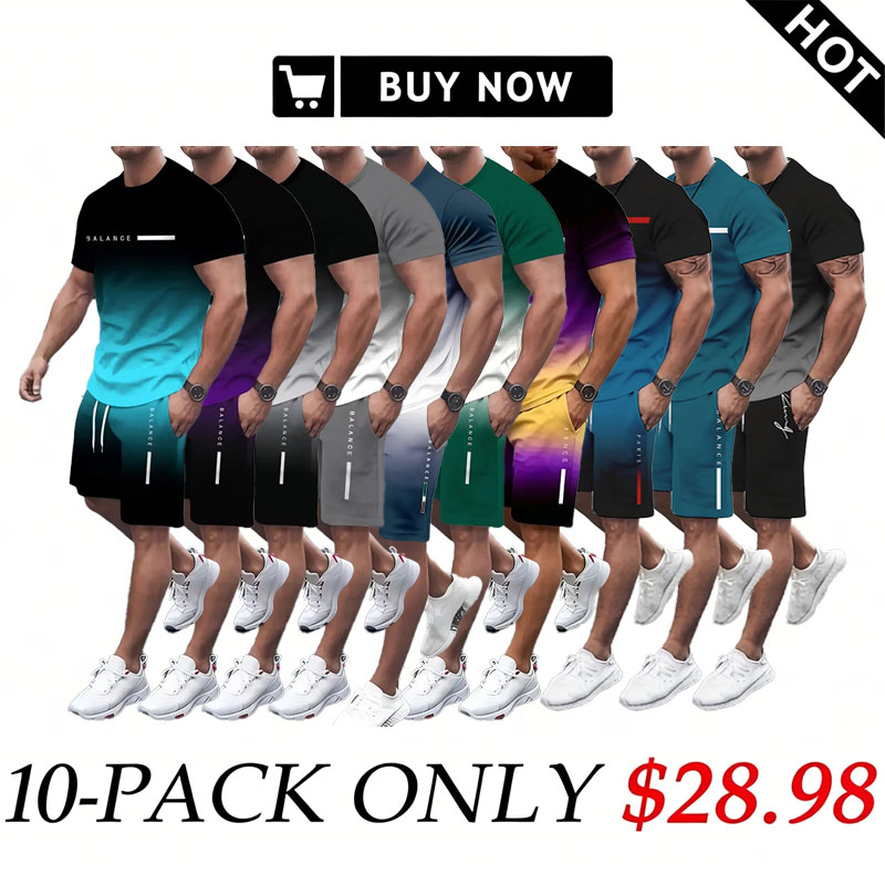 Men's Gradient Fitness Short Sleeve Set