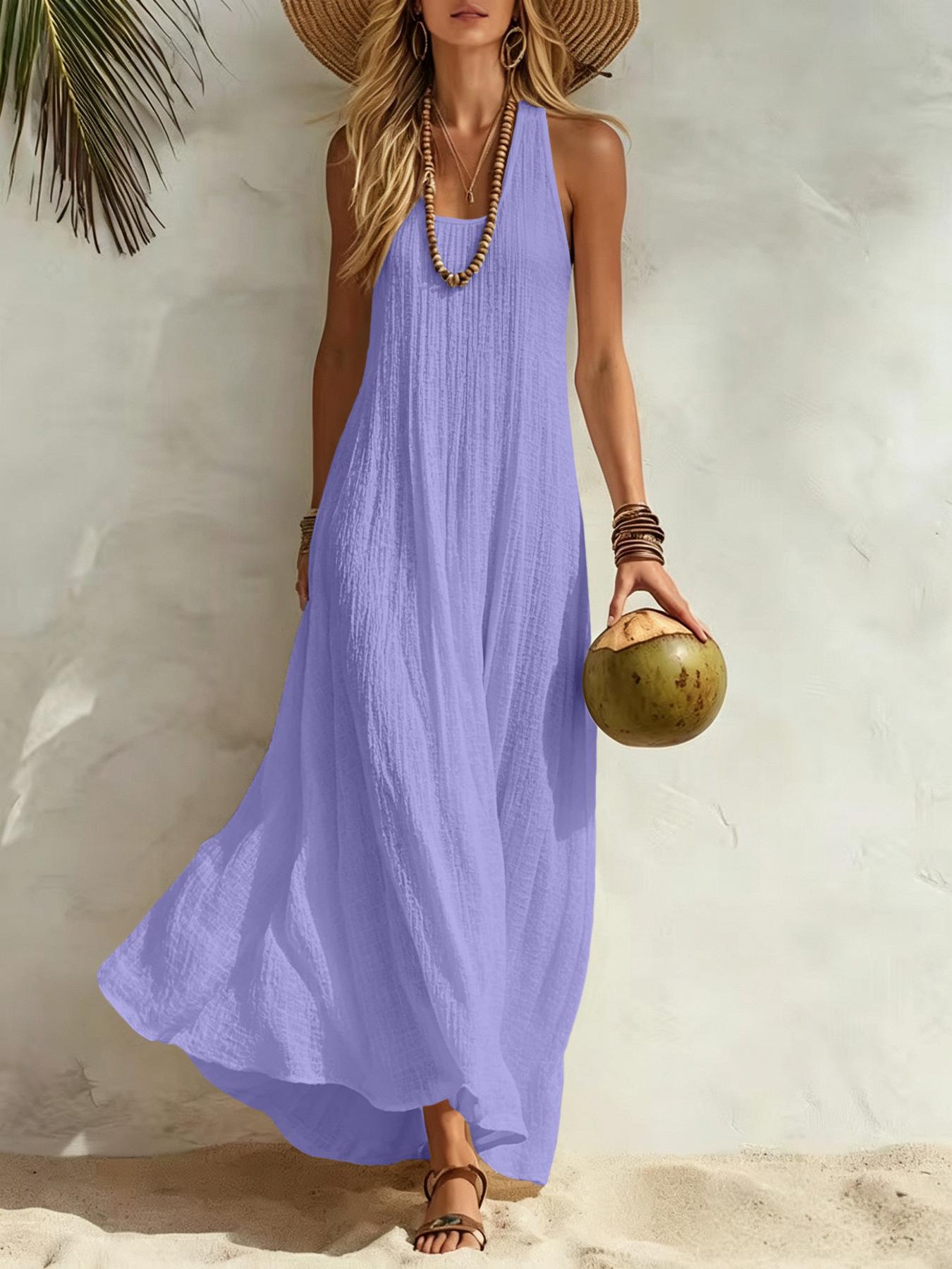 Women's long summer dress with a bohemian beach-vacation vibe.