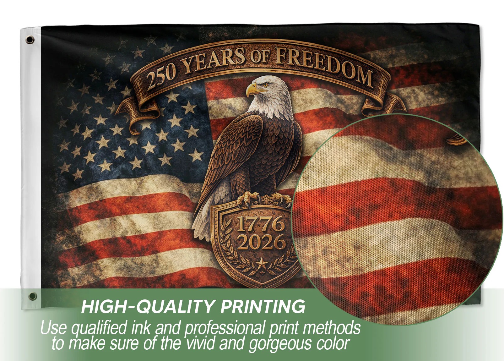 USA 250 Years of Freedom Flag 1776–2026 – Patriotic Eagle American Ann