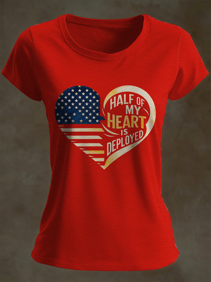 Women's Casual Red Friday Print Short-Sleeve T-Shirt