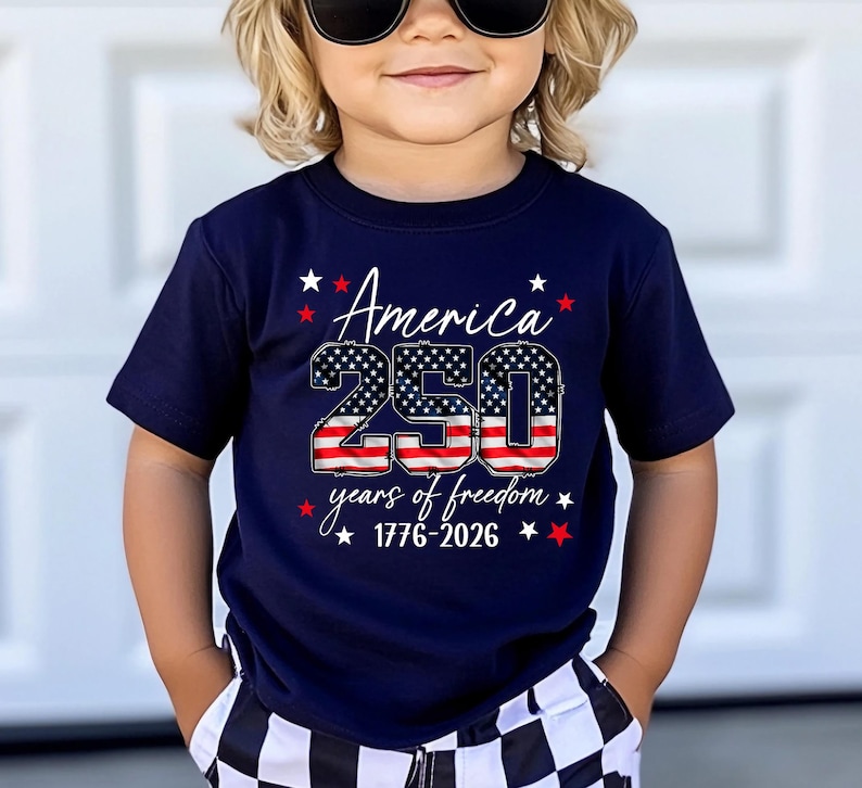 America 250th Anniversary Kids Shirt, United States of Patriotic Flag Toodler Tee, 4th of July T-Shirt, 250 Years of Independence Top