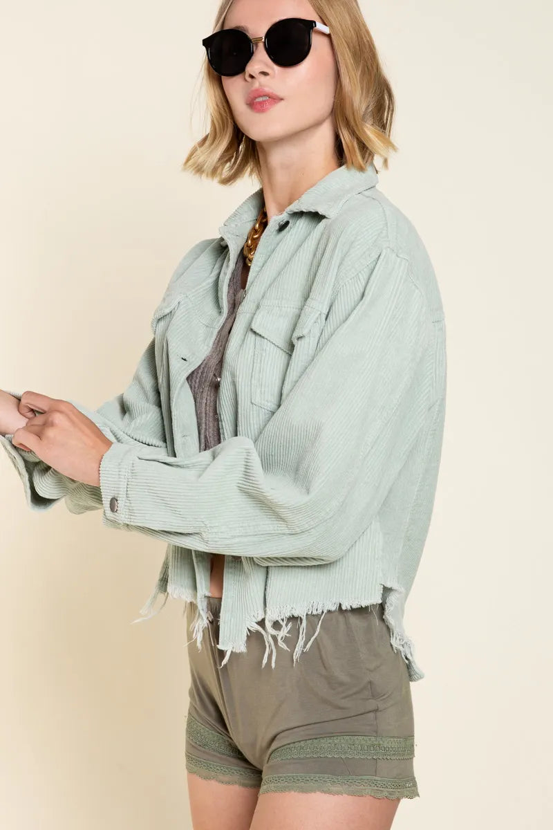 Button Down Corduroy Trucker Jacket