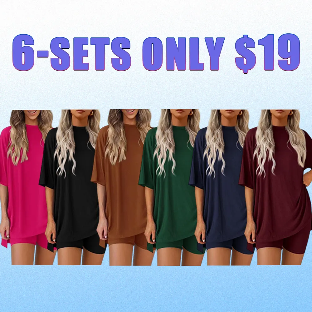 🔥Women’s Oversized Lounge Set-Breathable Crewneck Top & Pocket Shorts