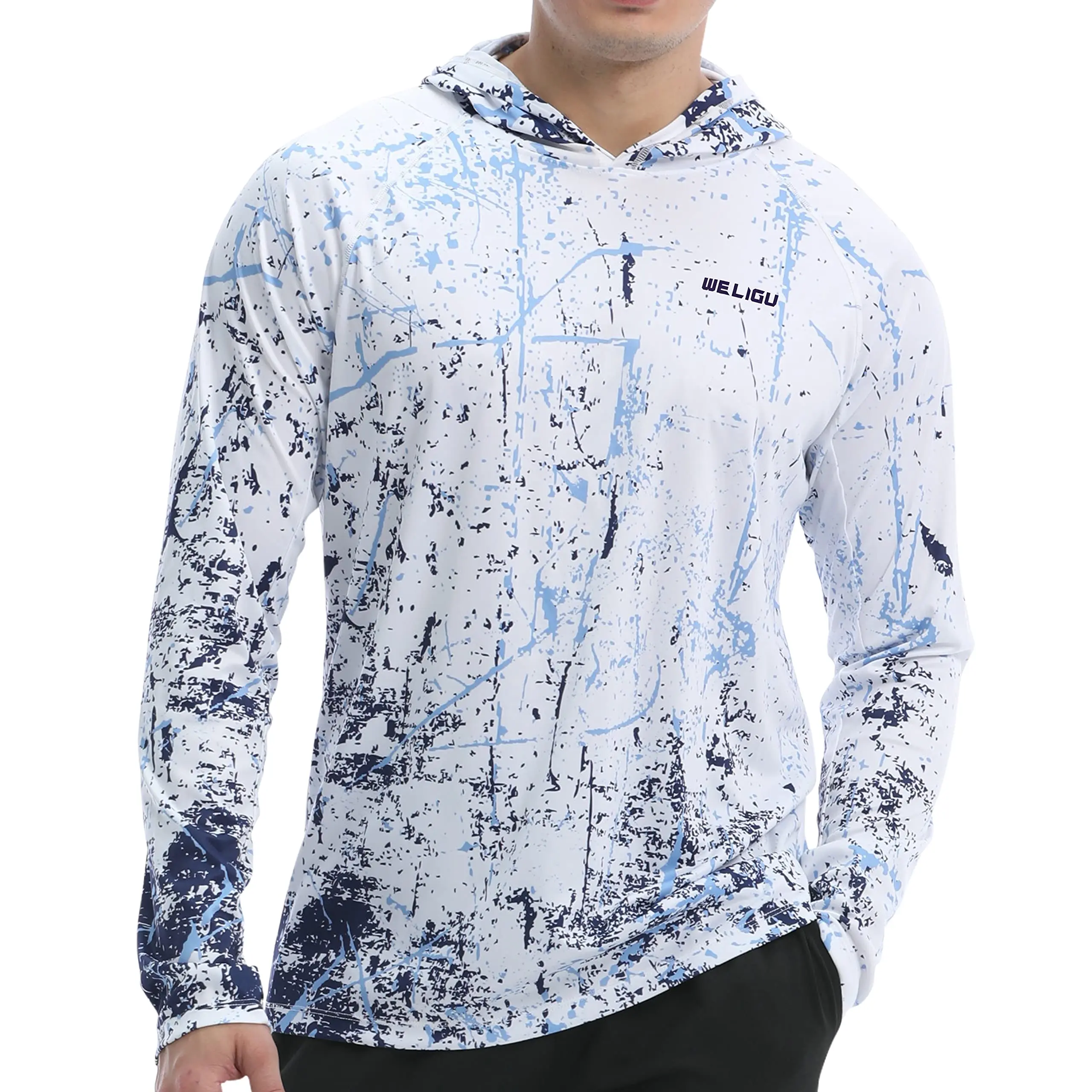 Men's UPF 50+ Sun Protection Hoodie Shirt Long Sleeve SPF Fishing Outdoor UV Hiking Lightweight Shirts