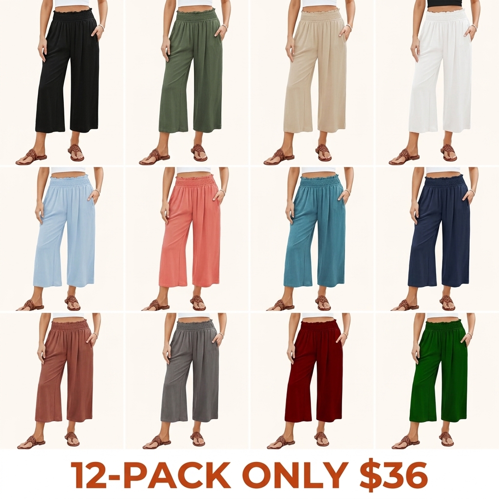 Women's Linen Cropped Wide-Leg Pants