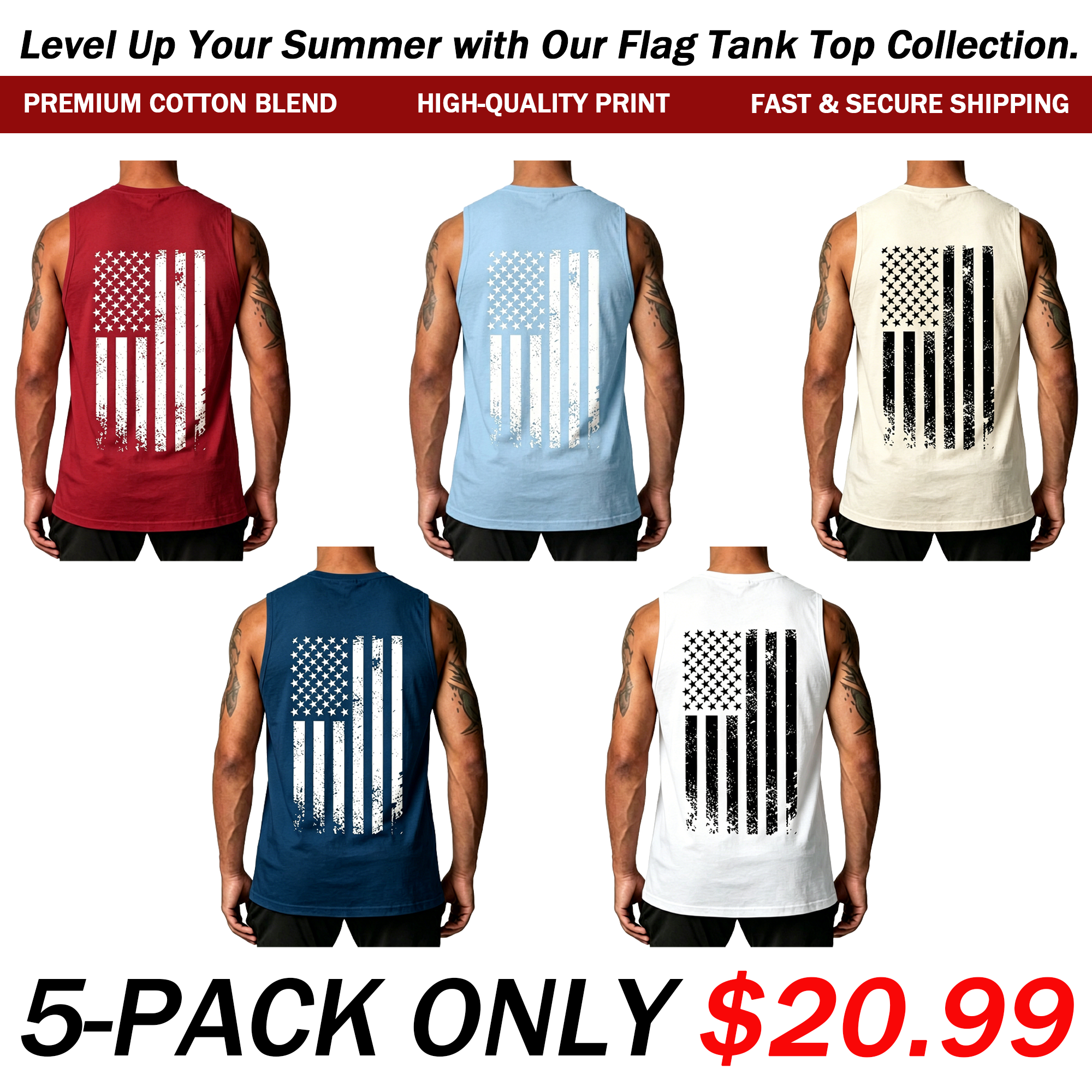 Men's American Flag Graphic Print Tank Top