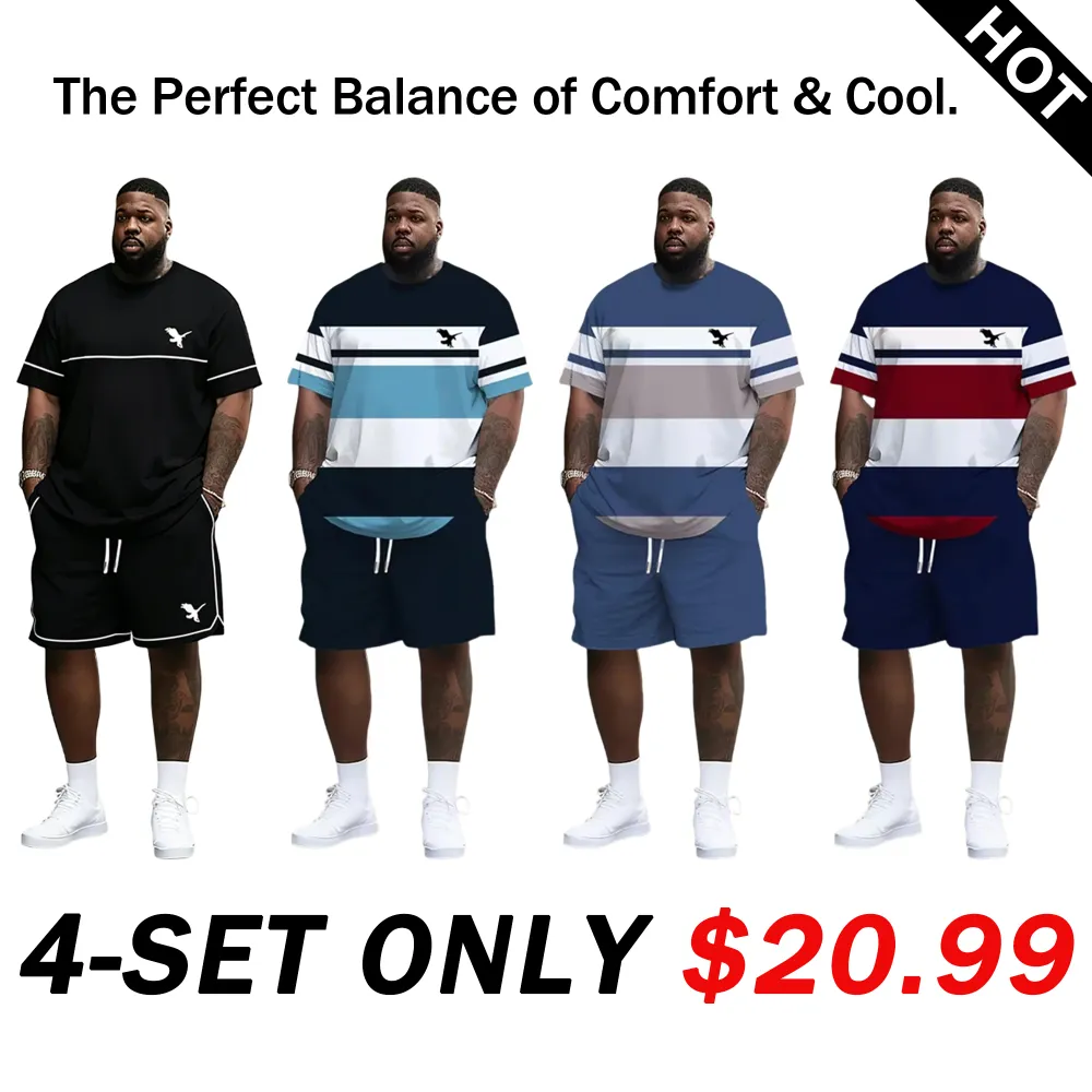 Men's Summer 2-Piece Set – Ultra-Breathable 3D Print Tee & Shorts, All-Day Comfort