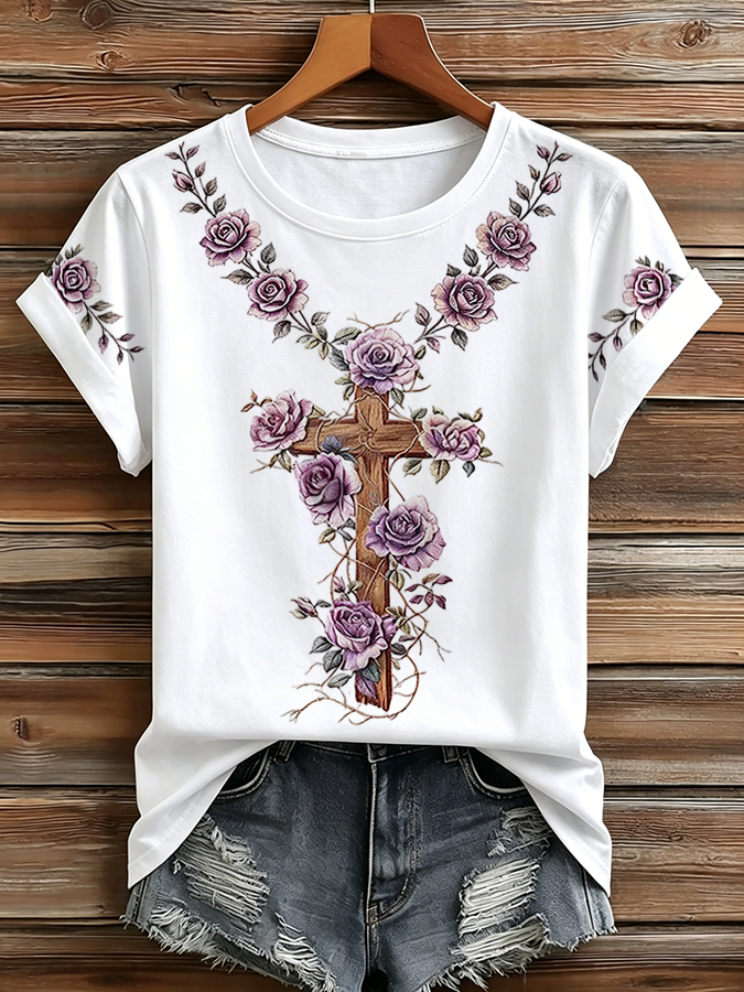 Women'S Faith Themed Printed Casual T-Shirt