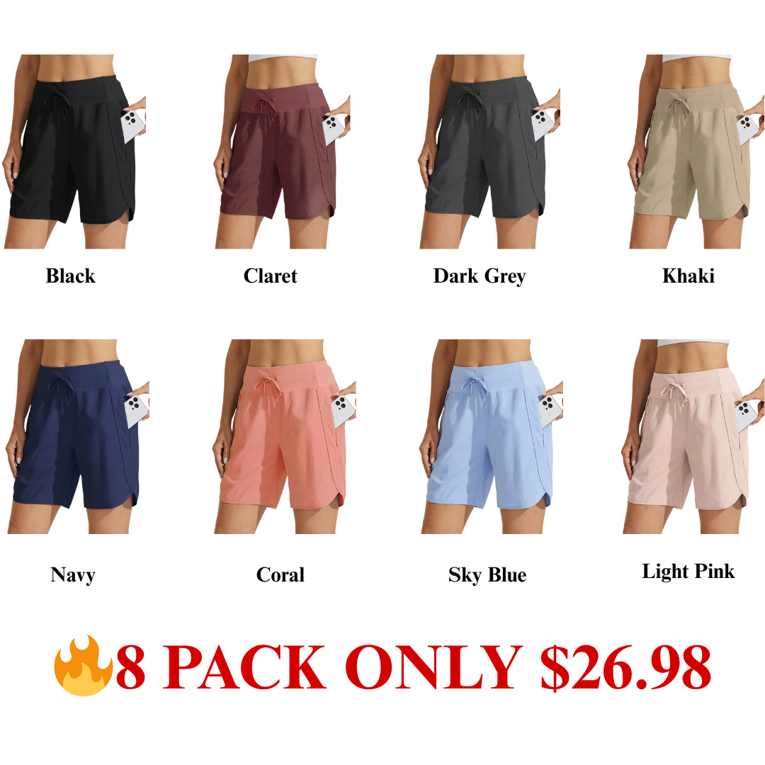 🔥New Arrival 49% OFF🔥Women's Active 7 Inseam Athletic Long Running High Wasistband Shorts