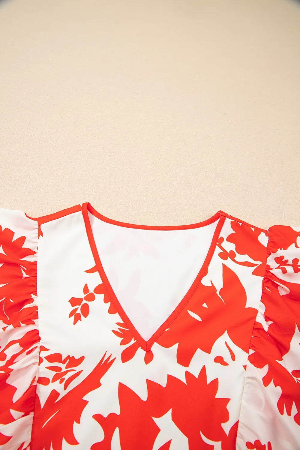 Floral V-Neck Summer Midi Dress