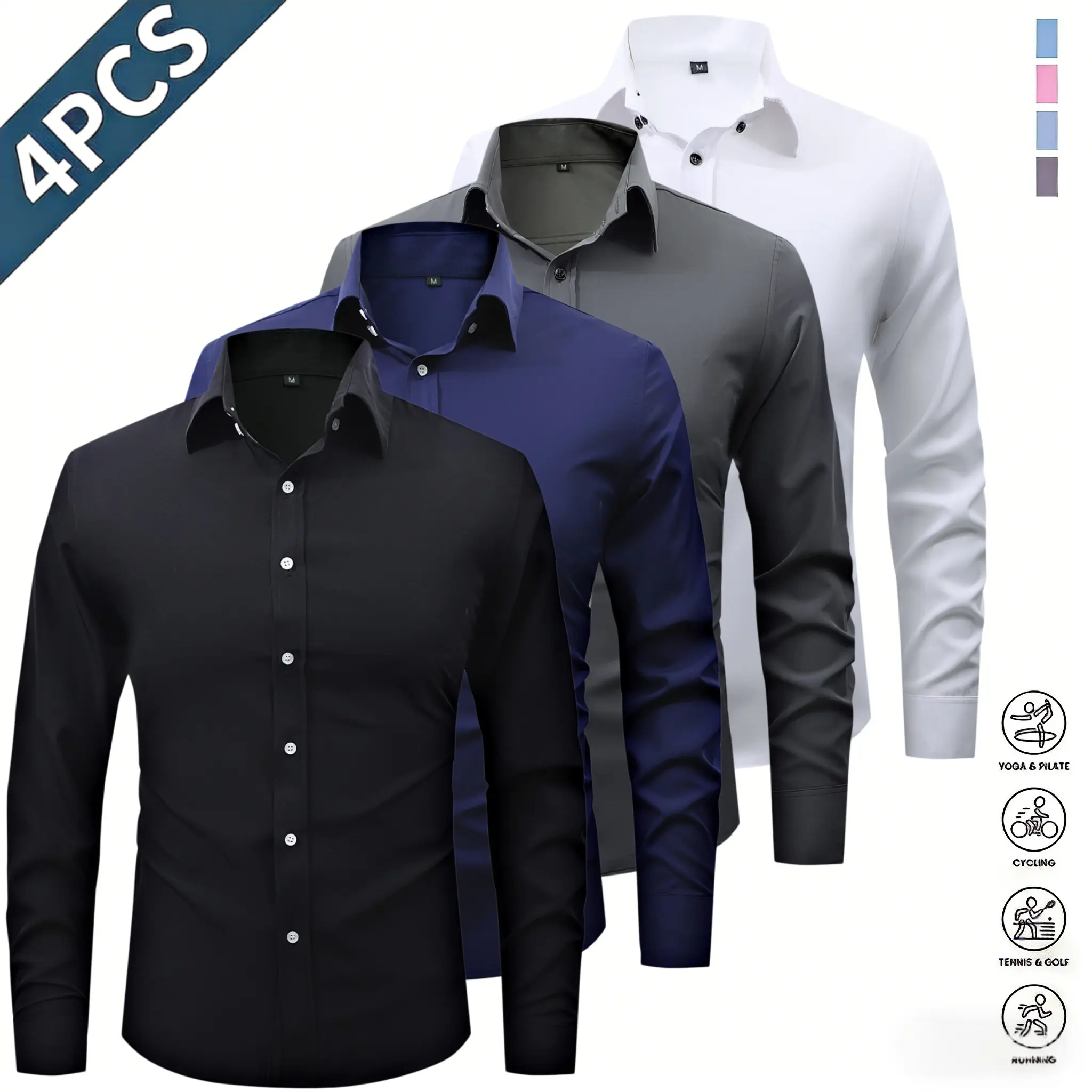 Men’s Long-Sleeve Shirts With A Notched Lapel Collar