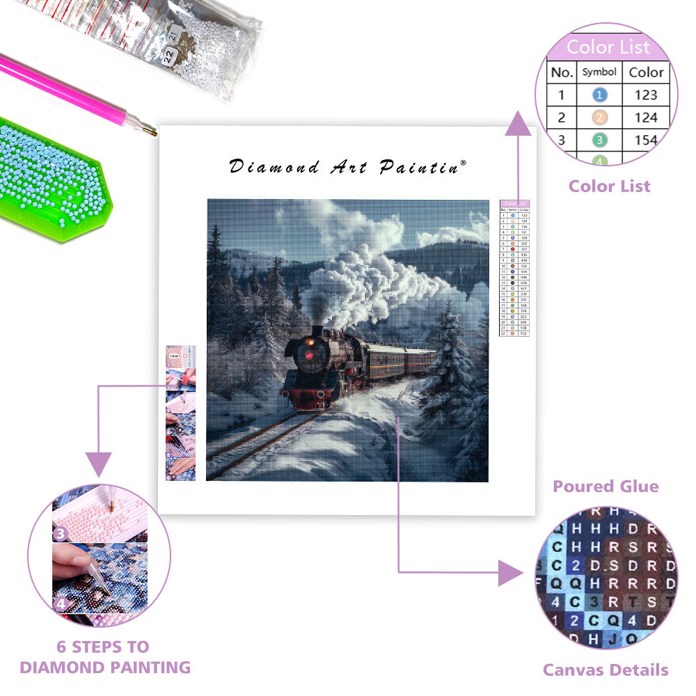 Steam Train Winter - Diamond Painting