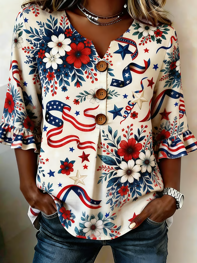 Women's Floral Half Sleeved Casual Shirt