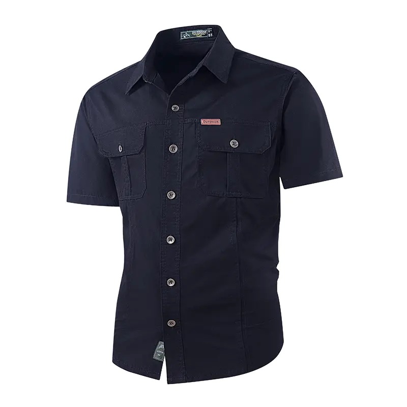 Men's Lightweight Multi-Pocket Short Sleeve Work Shirt Casual Outdoor Summer Utility Shirt