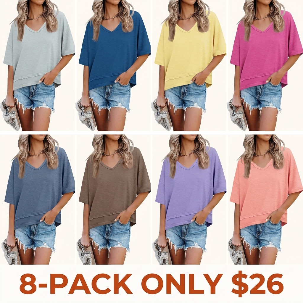 Cicy Bell Women's Summer V-Neck T-Shirt — Premium Blend Fabric, Slimming V-Neck Design