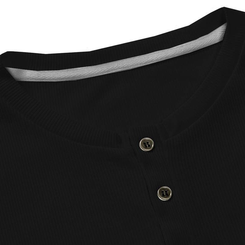 Men's Plain Muscle Slim Fitted Henley Shirts Crewneck Longline T-Shirt
