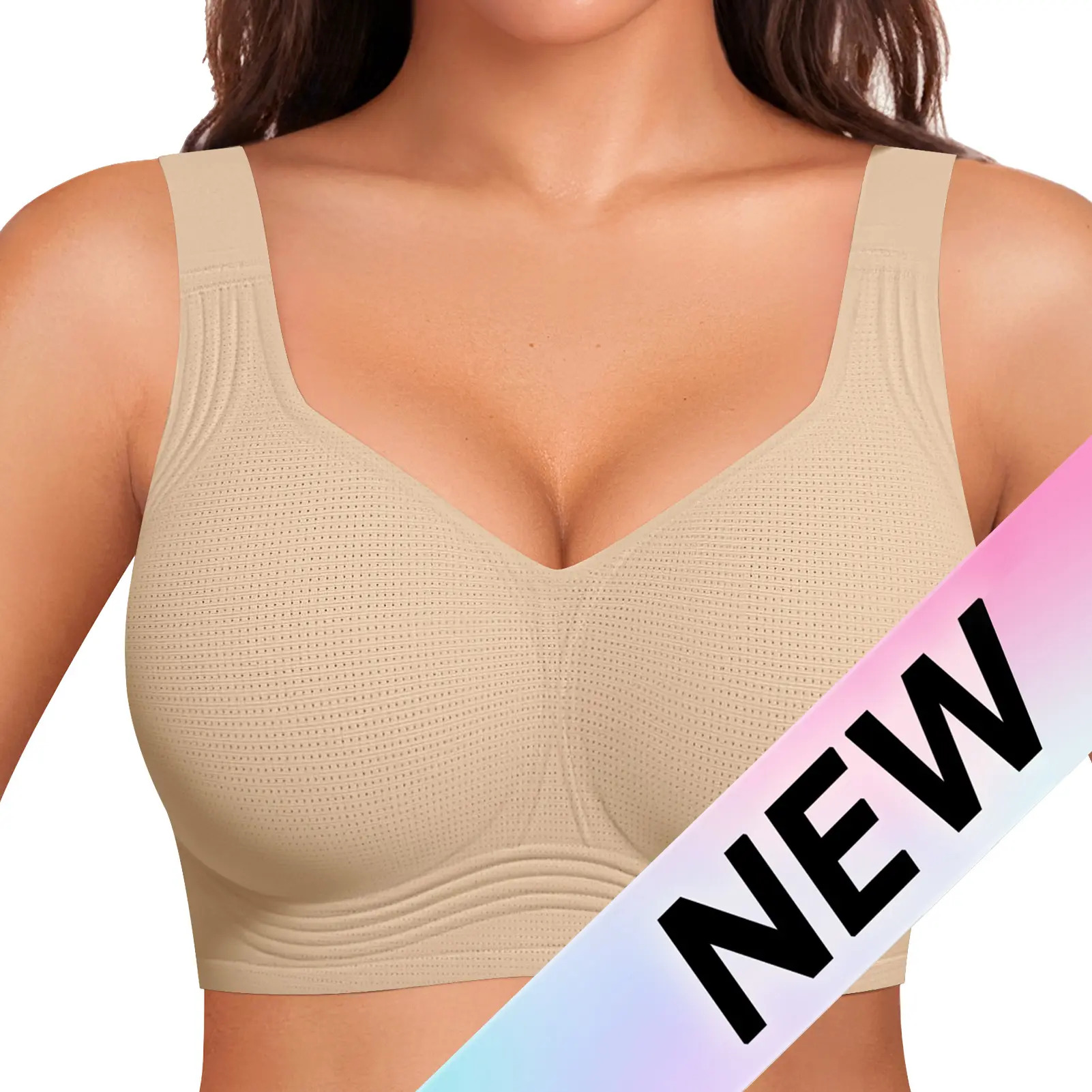 Women Jelly Bras Wirefree Full Coverage No Underwire Everyday Bras Comfortable Wireless Padded Tshirt Bra