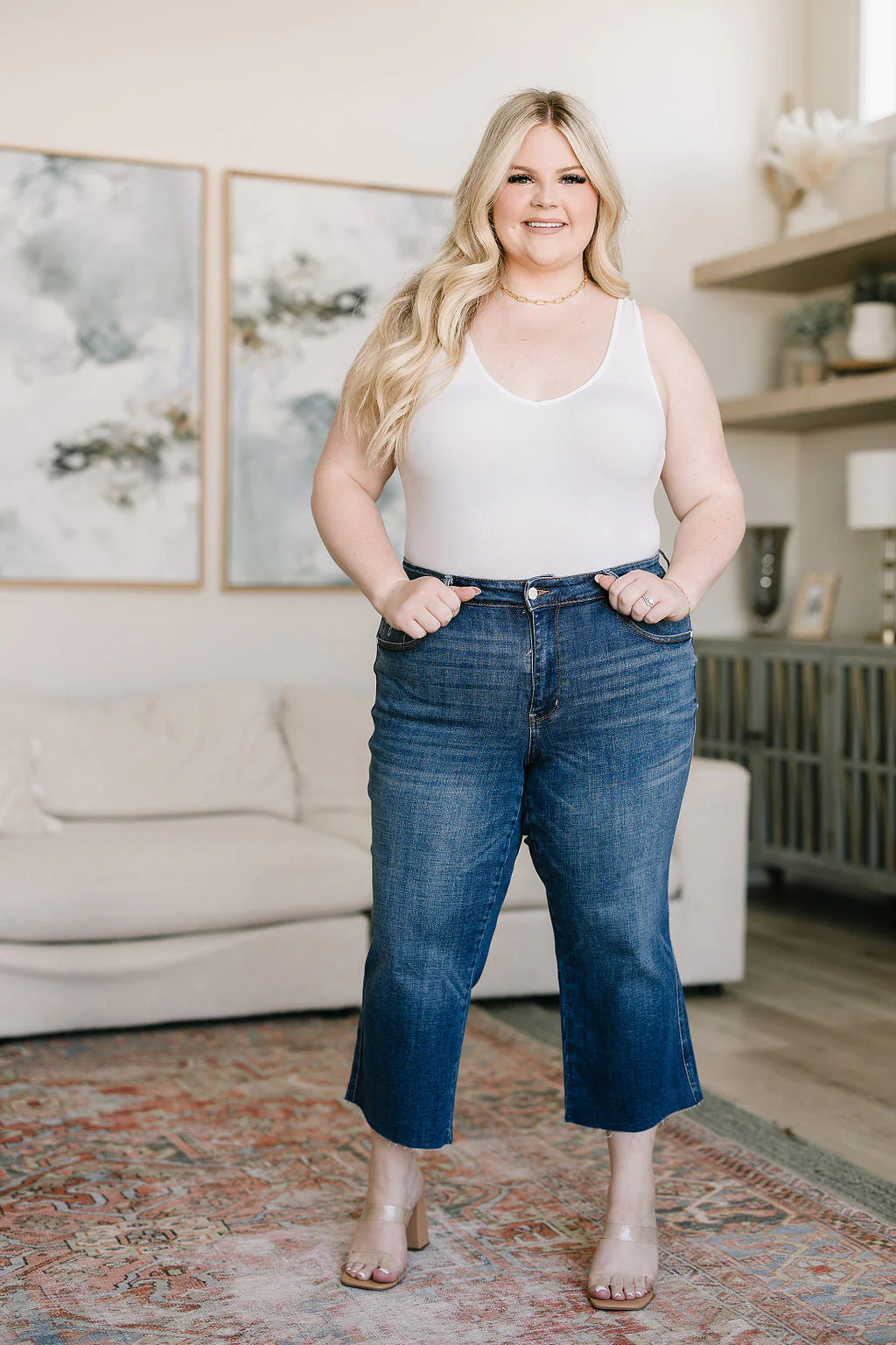 High Rise Wide Leg Crop Jeans