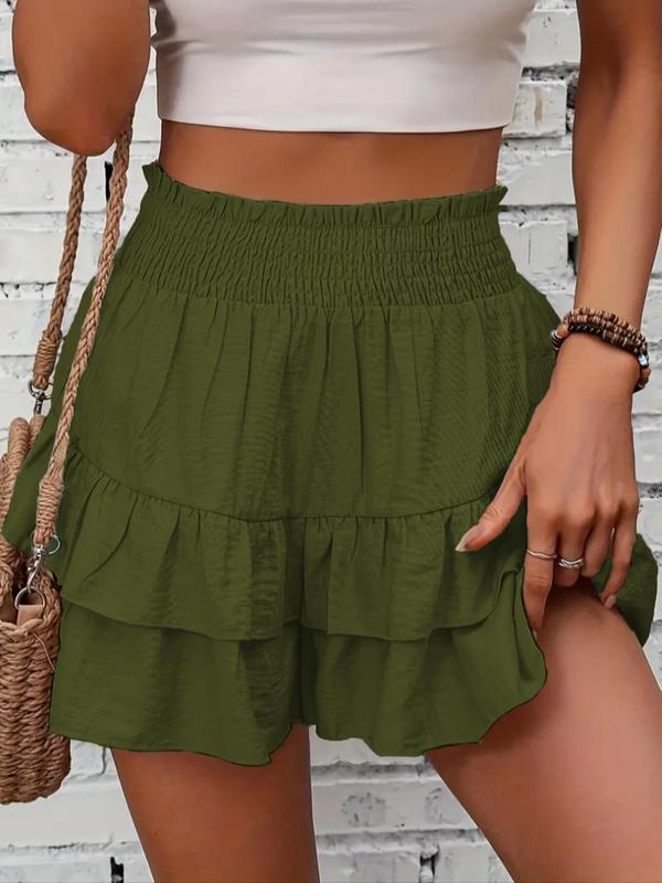 Ladies Frill Hem Casual Daily Shorts
