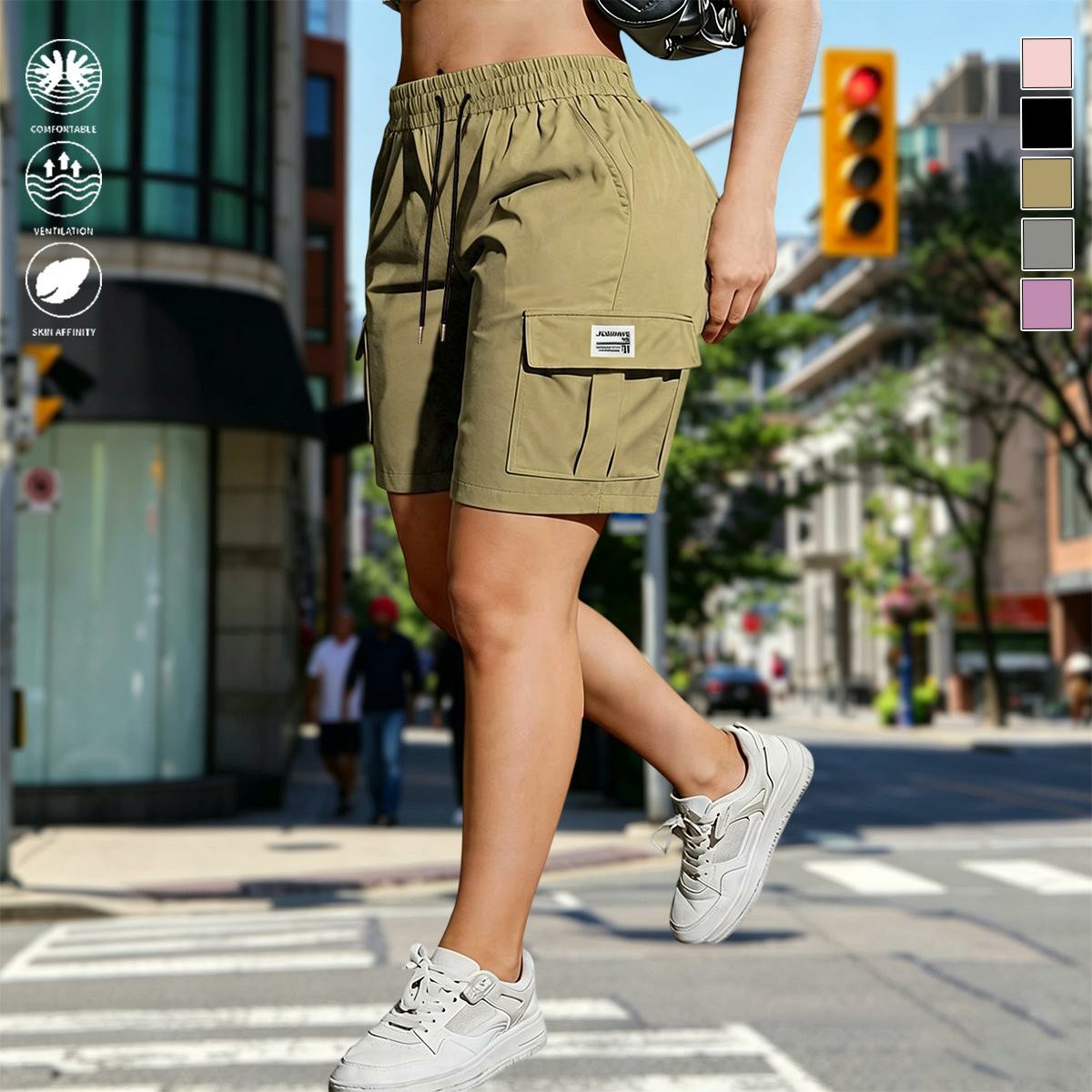 4-Pack Women's Quick-Dry Cargo Shorts | Lightweight, Stretch & Multi-Pocket