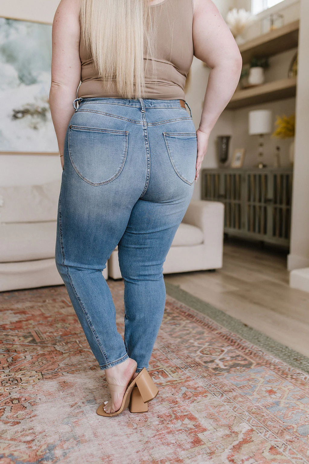 High Rise Control Top Shield Pocket Skinny Jeans