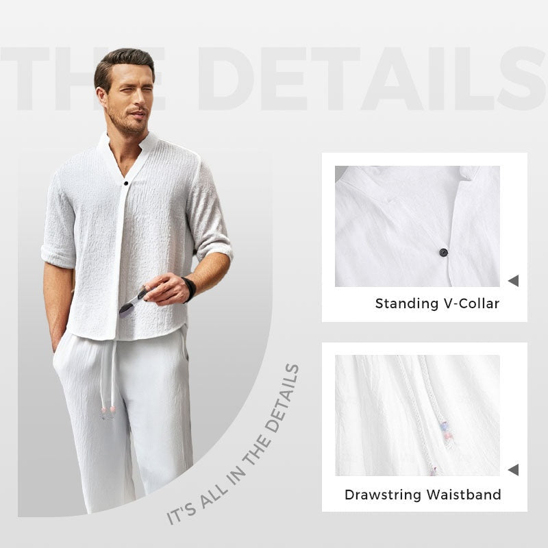 Men's Trendy Cotton Linen Top & Pants Two-Piece Set🎉BIG SALE-70% OFF