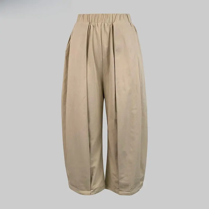Women's Loose Cotton Lantern Pants – Soft Breathable Elastic Waist Casual Summer Pants with Pockets