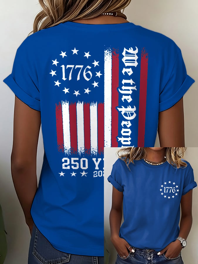 Women's Retro 250th Anniversary Print Casual T-Shirt