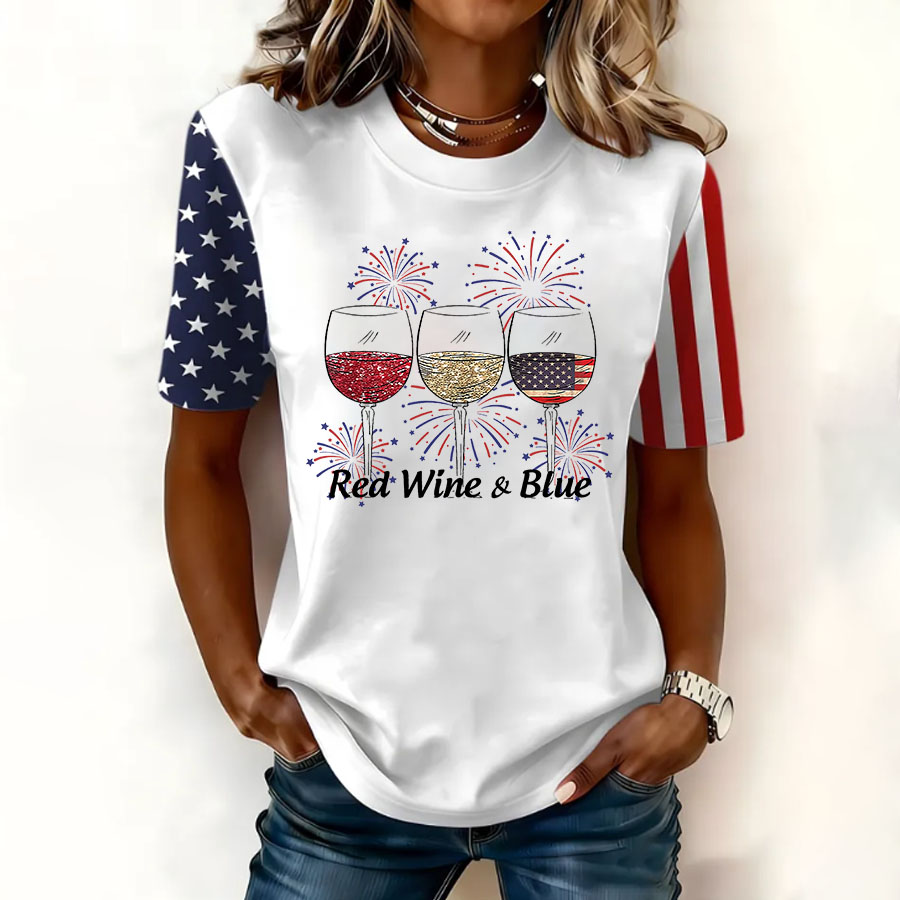 Women'S American Flag Printed Casual T-Shirt