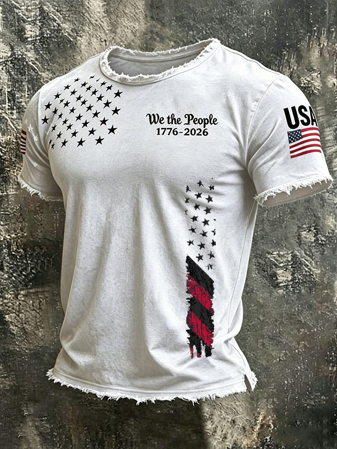 Men's American Flag Printed Casual T-shirt