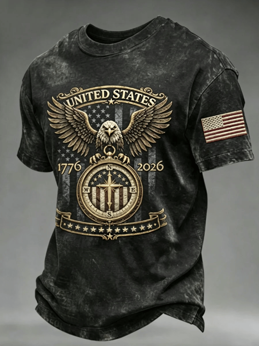 Men's  Independence Day We The People 1776-2026 Printed Casual T-Shirt