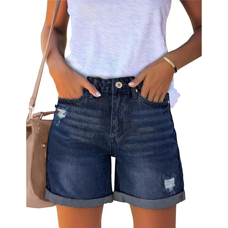 Women's High Rise Ripped Denim Shorts