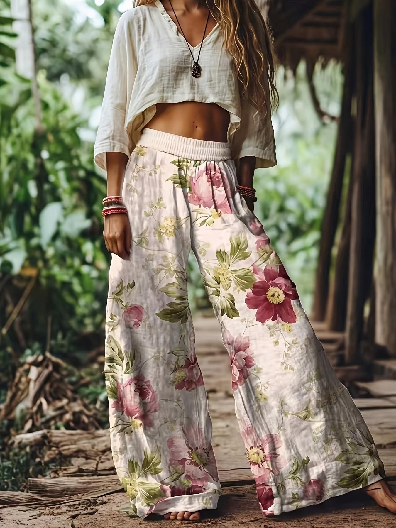 Women's Floral Casual Trousers — Comfortable, Breathable Fabric