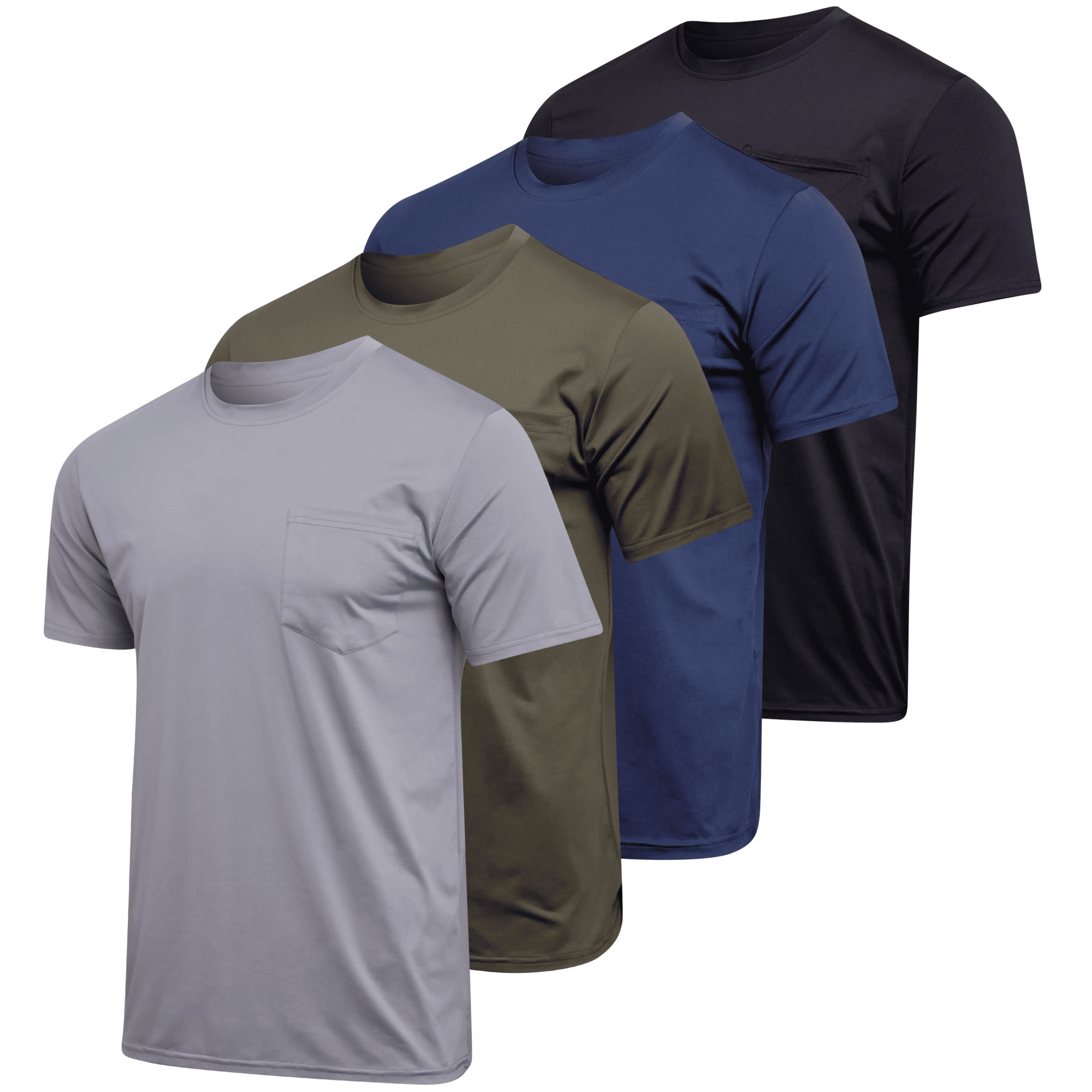 Men's Dry-Fit Short Sleeve Pocket Crew Performance Athletic T-Shirt (Available in Big & Tall)