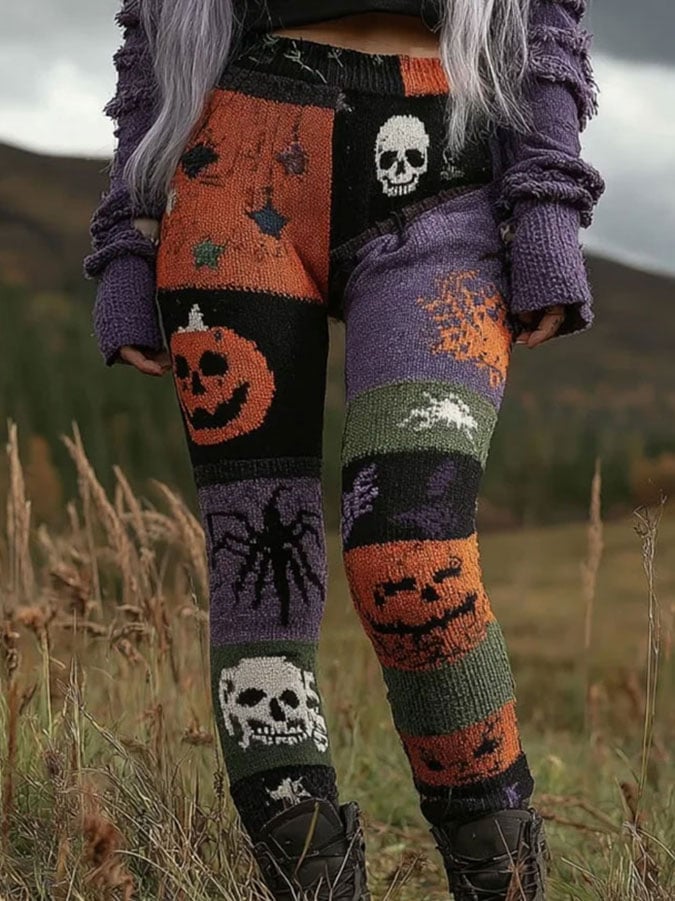 Women'S Halloween Contrasting Color Stitching Print Leggings