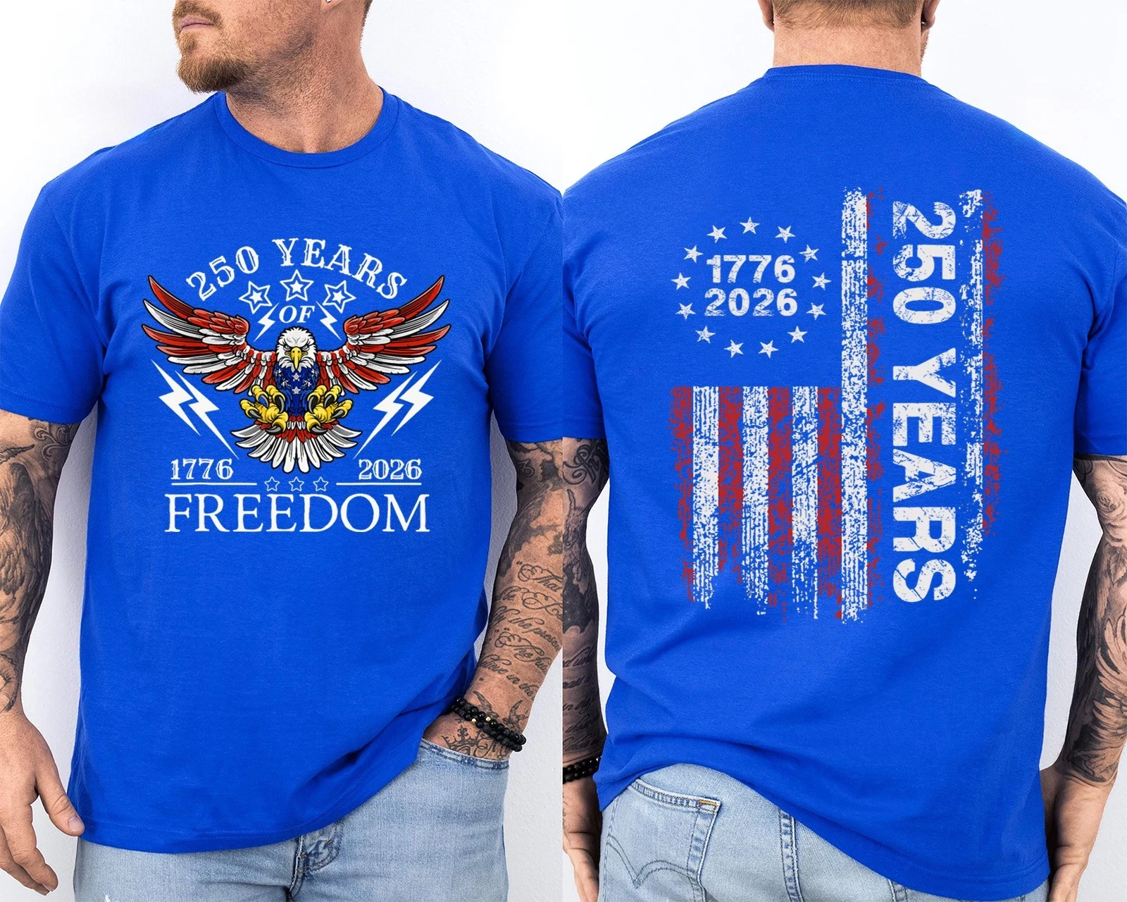 Men'S Casual American 1776-2026 Anniversary Printed Short Sleeved T-Shirt