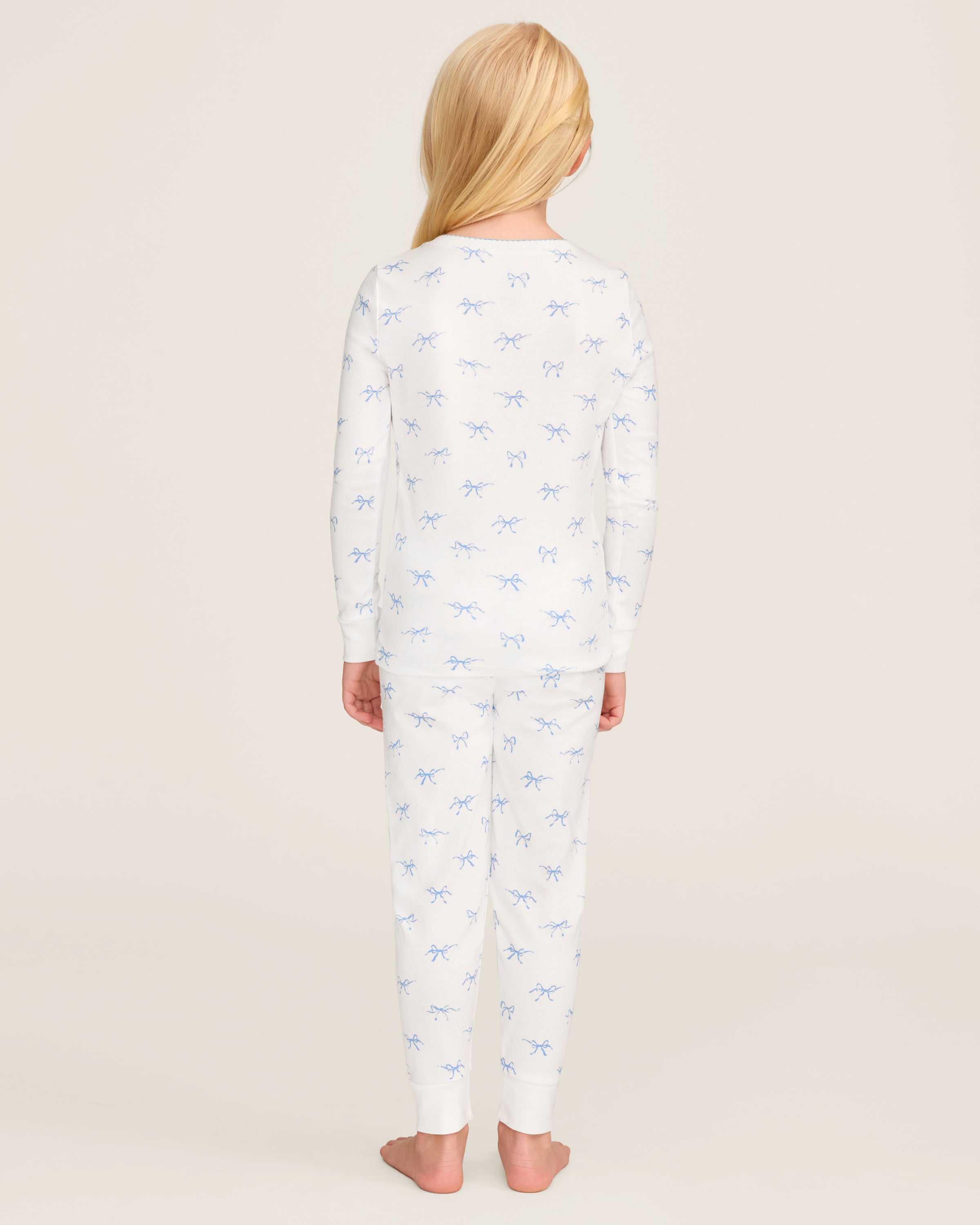 Kid's Pima Snug Fit Pajama Set in Something Blue Bows