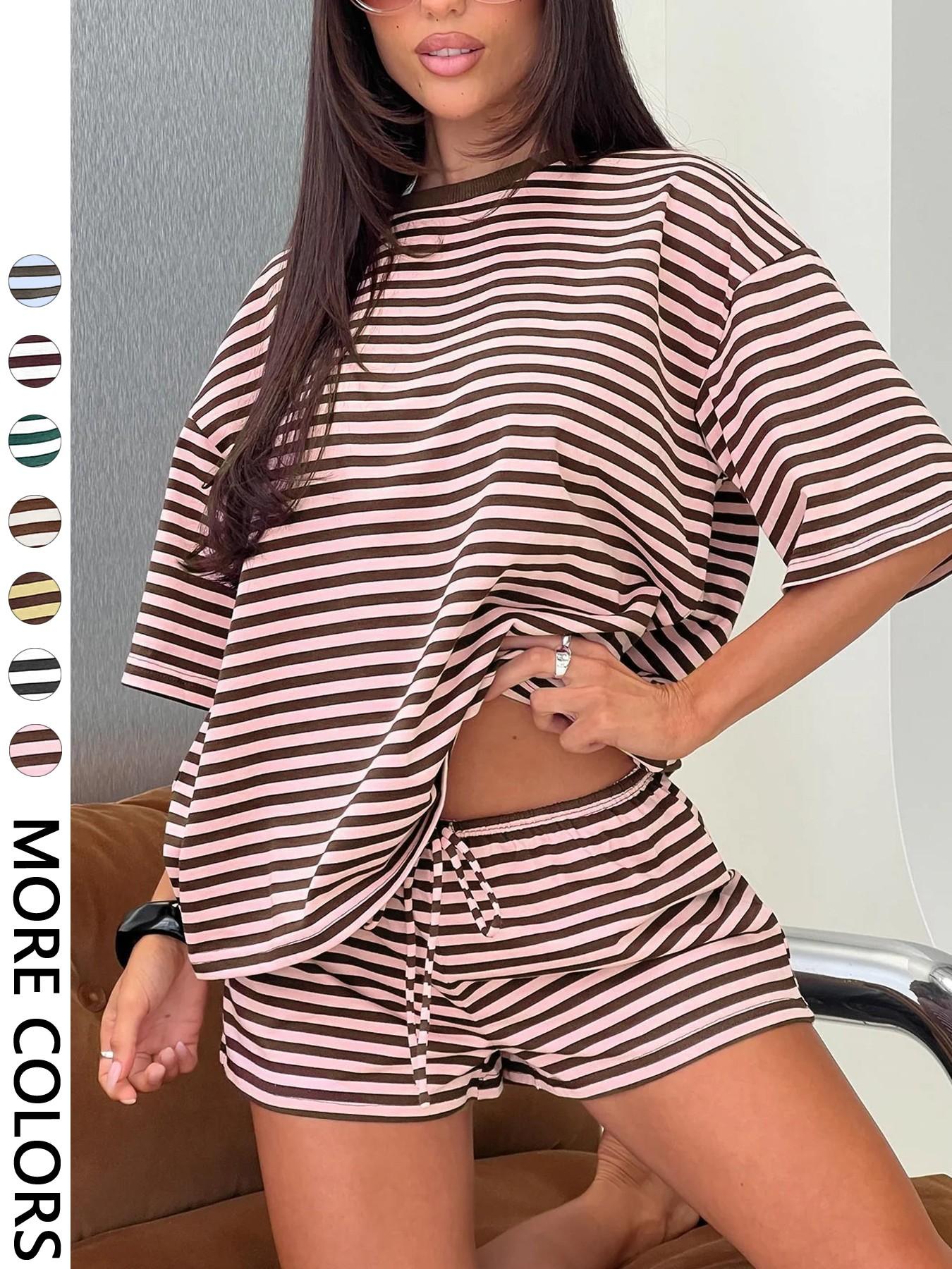 Women's striped print two-piece set
