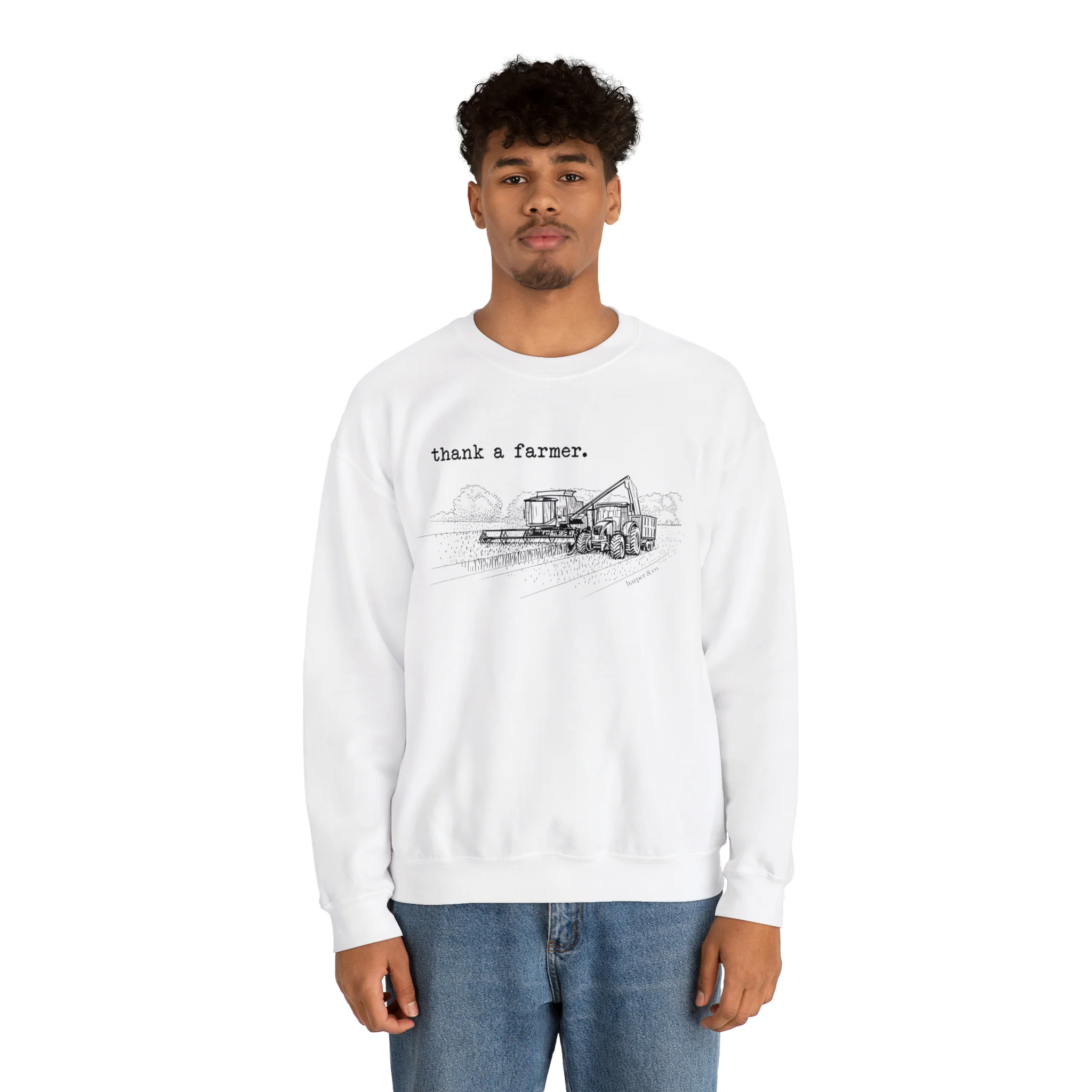 Thank a Farmer Combine Unisex Heavy Blend? Crewneck Sweatshirt