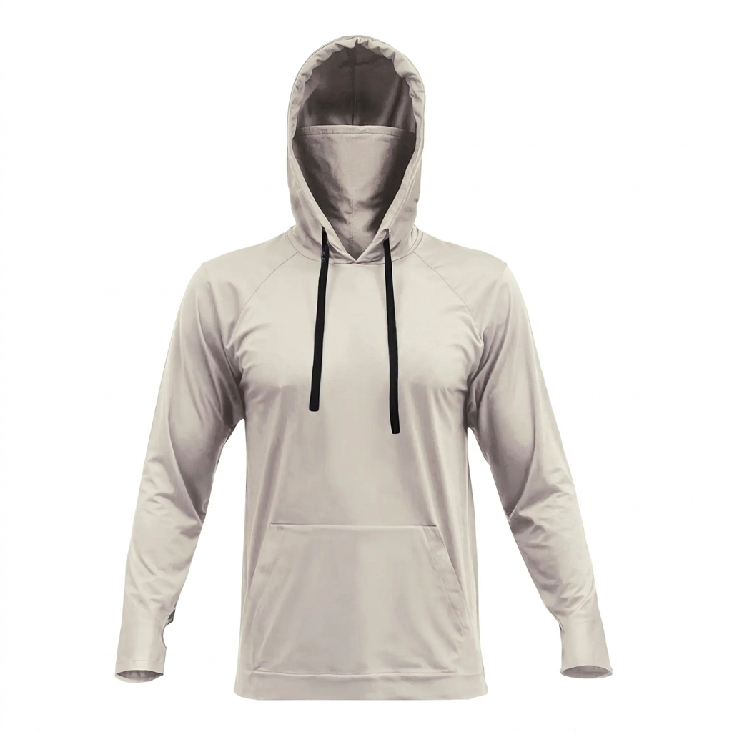 🔥Men's UPF 50 Hooded Long Sleeve Outdoor Shirt with Gaiter Lightweight Moisture Wicking Fishing & Construction Work Wear